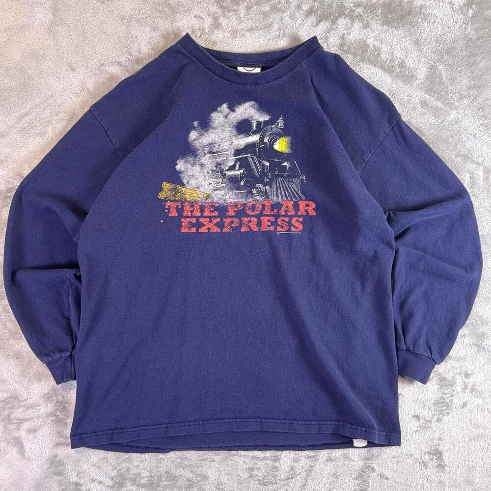Y2K The Polar Express Movie Graphic Pro Delta Long Sleeve Shirt Youth XL